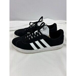 Adidas Black Suede Sneakers Mens 8 White Stripes Low Top Ortholite